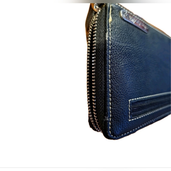 Western Turquoise Cross Studded Wristlet Wallet Black Embroidered Cowgirl Clutch - Picture 6 of 10